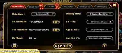 cách nạp tiền qua ngân hàng vào go88