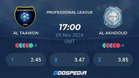 thứ hạng của al taawon gặp al akhdoud club